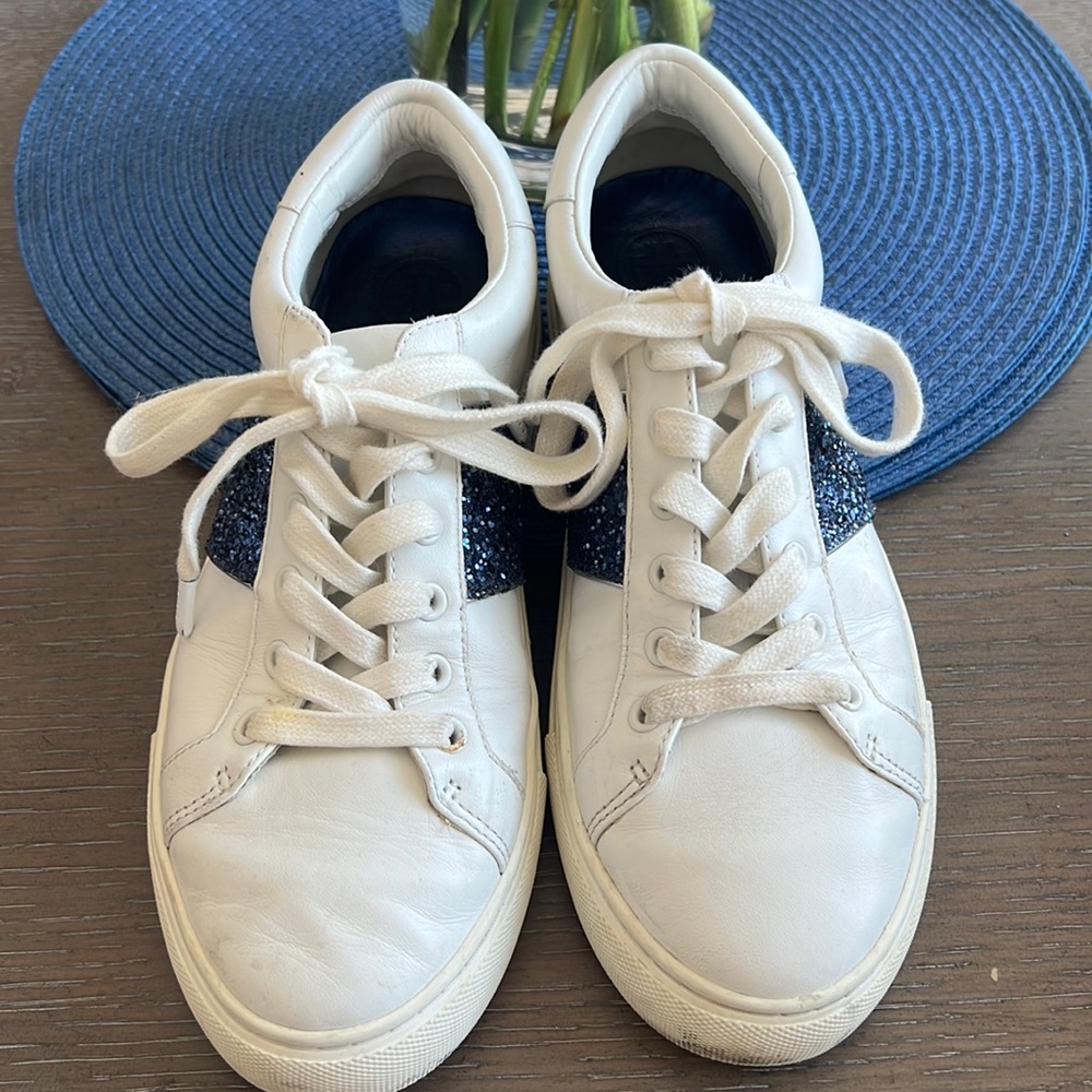 Tory Burch blue glitter sneakers